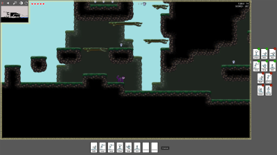 platforming level in which the playable cat crosses a cave. Including UI.