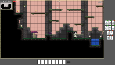 platforming level in which the playable cat jumps avoids a patrolling guard. Including UI.