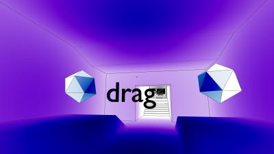 the word "drag" surrounded by a purple glow